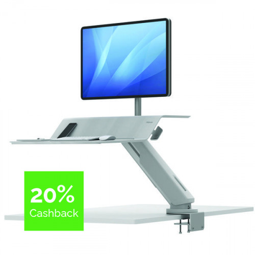 Fellowes Lotus Sit Stand Work Station Single Screen White 8081601