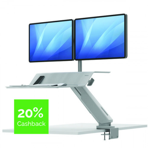 Fellowes Lotus Sit Stand Work Station Dual Screen White 8081601
