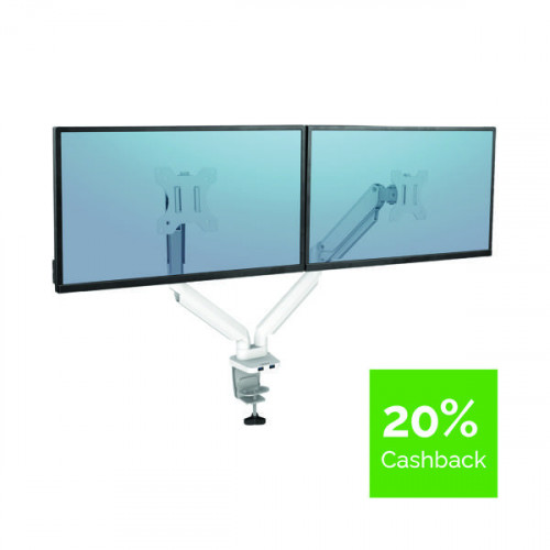 FELLOWES PLATINUM DUAL MON ARM WHT