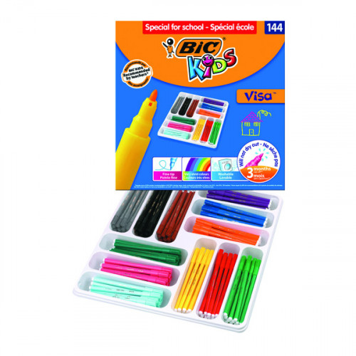 BIC VISA COL FELT TIP PEN FINE PK144