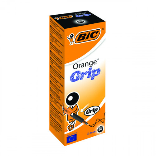 Bic Orange Cristal Grip Ballpoint Pen Black (Pack of 20) 811925