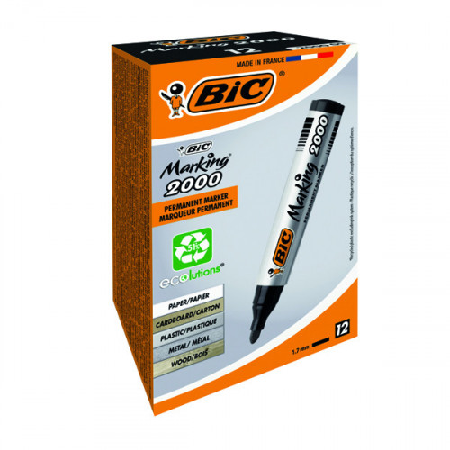 BIC 2000 BULLET PERM MARKER BLK PK12