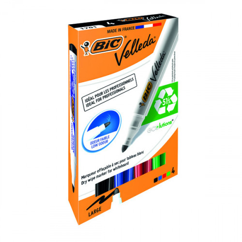 BIC VELLEDA 1701 MARKERS AST PK4