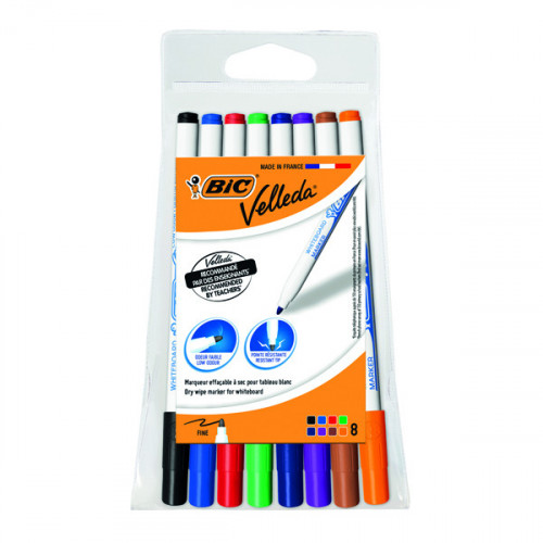 BIC VELLEDA 1721 FINE MARKER AST PK8