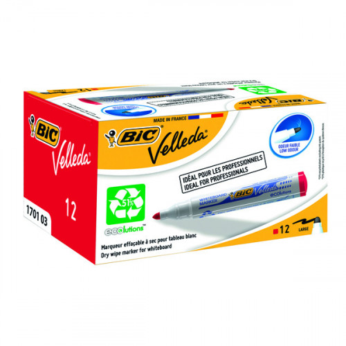 BIC VELLEDA 1701 MARKERS RED PK12