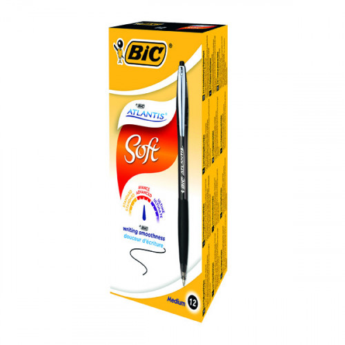 Bic Atlantis Premium Ballpoint Pen Medium Black (Pack of 12) 902133