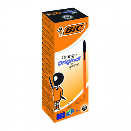 BIC ORANGE FINE BPOINT PEN BLK PK20