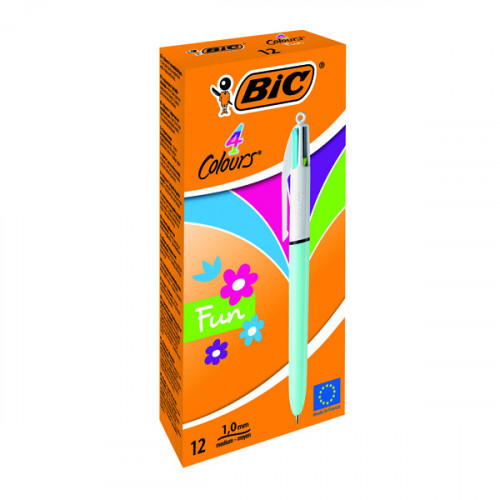 BIC 4 COLOURS FASHION BALL PEN PK12