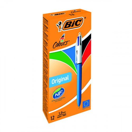 BIC 4 COLOURS RETRACT BALL PEN PK12