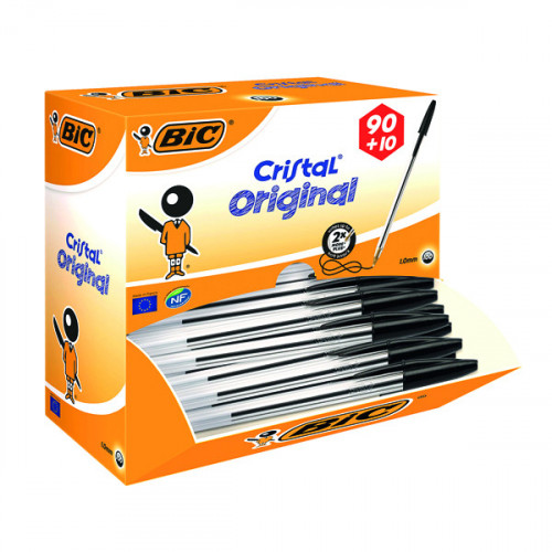 BIC CRISTAL BALL PEN MED BLK PK100