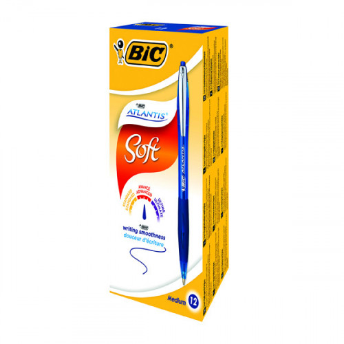 Bic Atlantis Premium Ballpoint Pen Medium Blue (Pack of 12) 902132