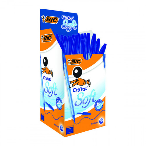Bic Cristal Soft Ballpoint Pen Medium Blue (Pack of 50) 951434