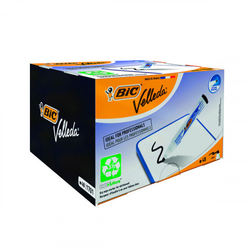 BIC VELLEDA 1701 MARKERS BLACK PK48