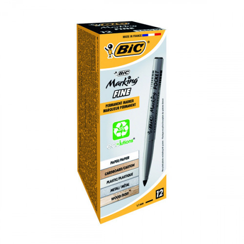 Bic Pocket Permanent Marker Bullet Tip Black (Pack of 12) 8209021