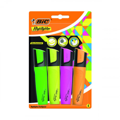 Bic Marking Highlighter Chisel Tip Assorted (Pack of 4) 943652