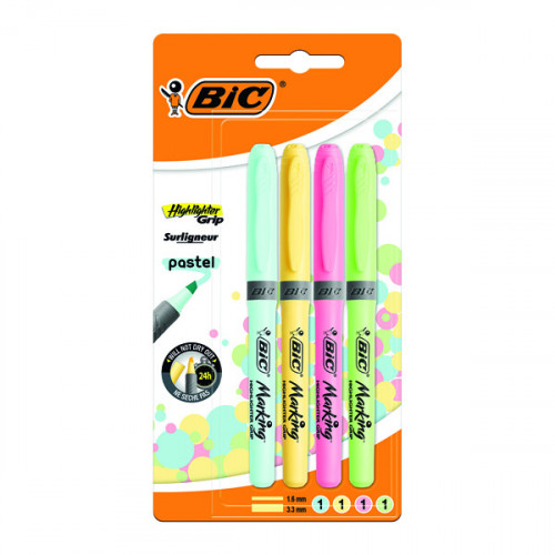BIC HIGHLIGHTER GRIP PASTEL ASTD P4