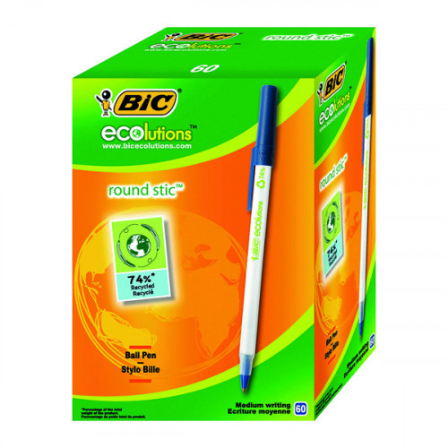 BIC ECOLUTIONS BALLPOINT BLUE PK60