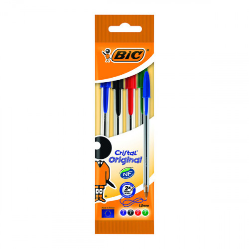 Bic Cristal Ballpoint Pen Medium Assorted (Pack of 4) 8308621