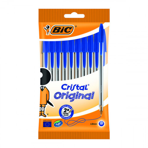 BIC CRISTAL BALL PEN MED BLU PK10