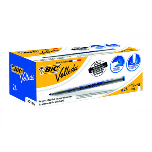 BIC VELLEDA MARKER 1721 BLUE PK24