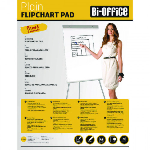 Bi-Office Plain Flipchart Pad A1 40 Sheet (Pack of 5) FL0125101
