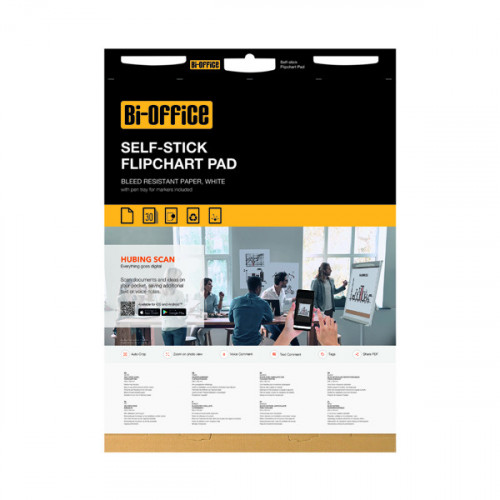 Bi-Office Self-Stick Flipchart Pad 635x762mm 30 Sheet White (Pack of 2) FL128107