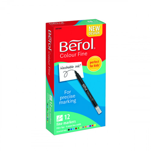 BEROL COLOUR FINE PEN AST INK PK12