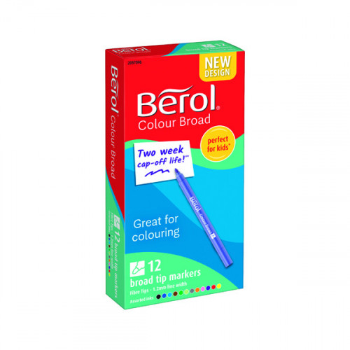 BEROL COLOUR BROAD PEN ASST WB PK12