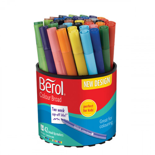 BEROL COLOUR BROAD PEN AST WB PK42