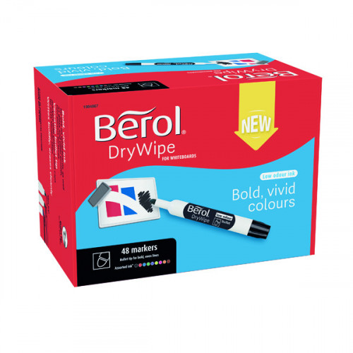 BEROL D/WIPE BULLET MARKER ASST PK48