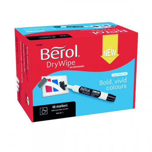 BEROL D/WIPE BULLET MARKER BLK PK48