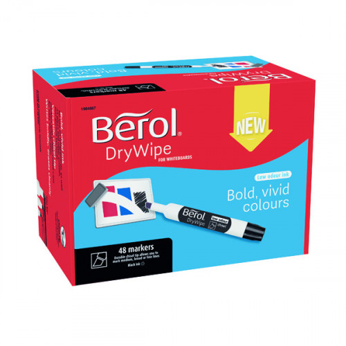 BEROL D/WIPE CHISEL MARKER BLK PK48