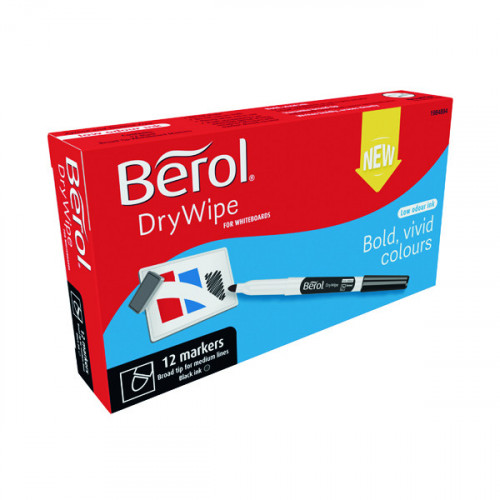 Berol Drywipe Pen Broad Black (Pack of 12) 1984894