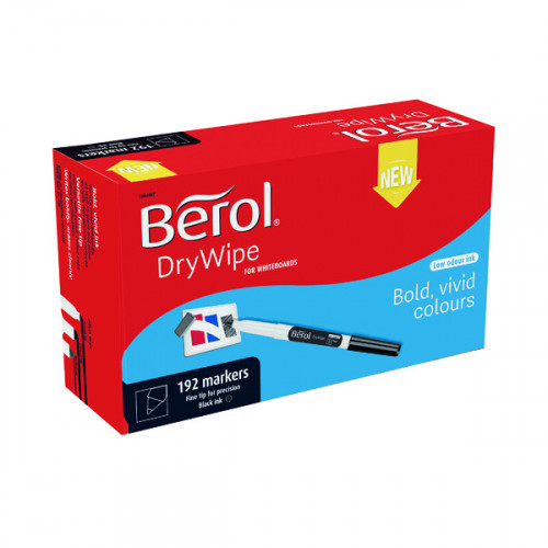 BEROL D/WIPE FINE MARKER BLK PK192