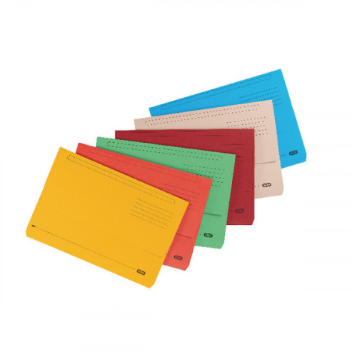 Elba Strongline Document Wallet Bright Manilla Foolscap Assorted (Pack of 10) 400099327