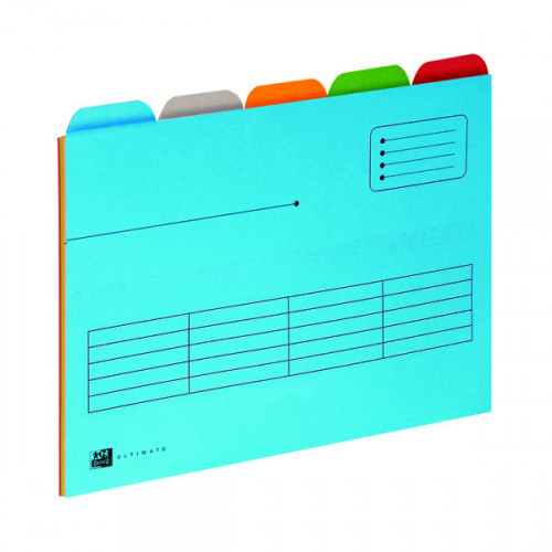 OXFORD 5 TABBED FOLDER A4 ASS PK5
