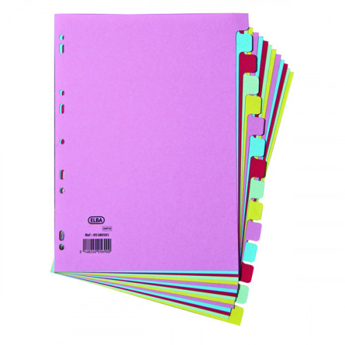 ELBA A4 CARD DIVIDERS 15 PART AST