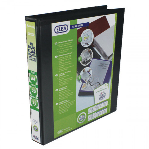 ELBA PRES RBNDR 2D 25MM A4 BLK PK6