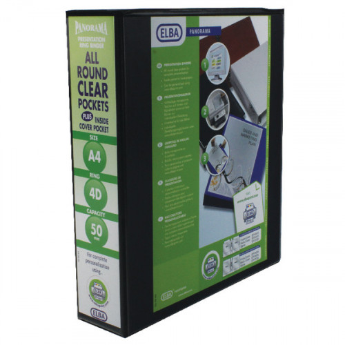 ELBA PRES RBNDR 4D 50MM A4 BLK PK4