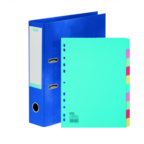 Elba Classy 70mm Lever Arch File A4 Blue FOC 10/Pt Divider BX810438