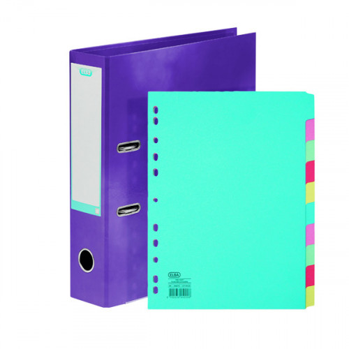 Elba Classy 70mm Lever Arch File A4 Purple FOC 10/Pt Divider BX810441