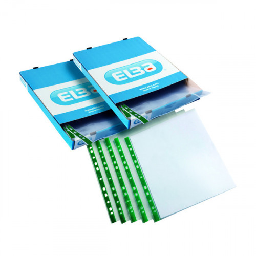Elba Clear Punch Pocket A4 Green (Pack of 100) 2 For 1 BX810443