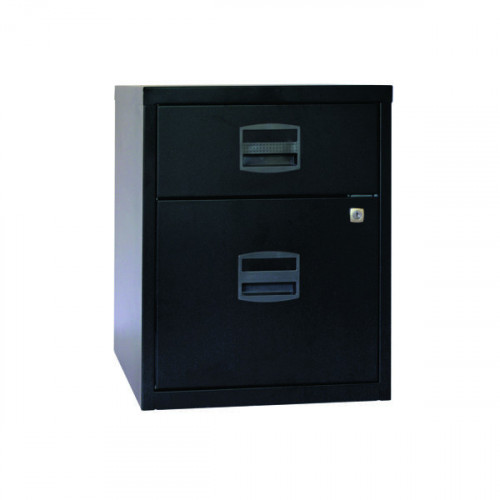 Bisley 2 Drawer Home Filing Cabinet A4 413x400x525mm Black BY31012