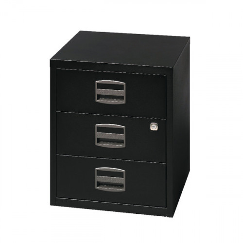Bisley 3 Drawer Home Filing Cabinet A4 413x400x525mm Black BY33938