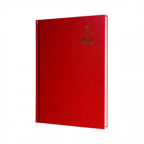 Collins A4 Desk Diary Day Per Page Appointment Red 2022 A44RED