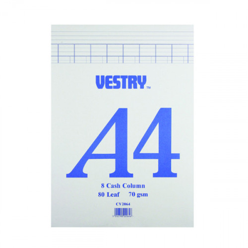 VESTRY ACCOUNTANTS PAD 8 CASH COLUMN