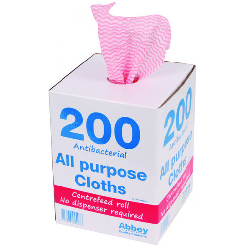 ANTIBACTERIAL CLOTHS ROLL RED PK200