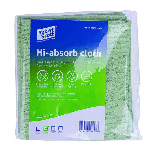 ROBERT SCOTT HIABSORB CLOTH GRN PK5