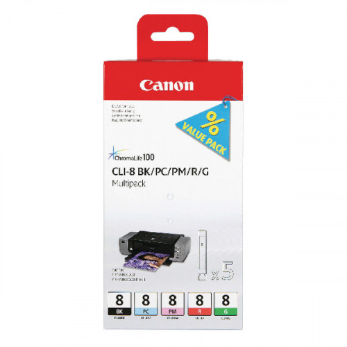 CANON CLI-8 INK MPK BK/PC/PM/RED/GRN