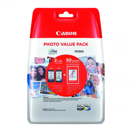 Canon PG-545XL/CL-546XL Inkjet Cartridges (Pack of 2) 8286B006